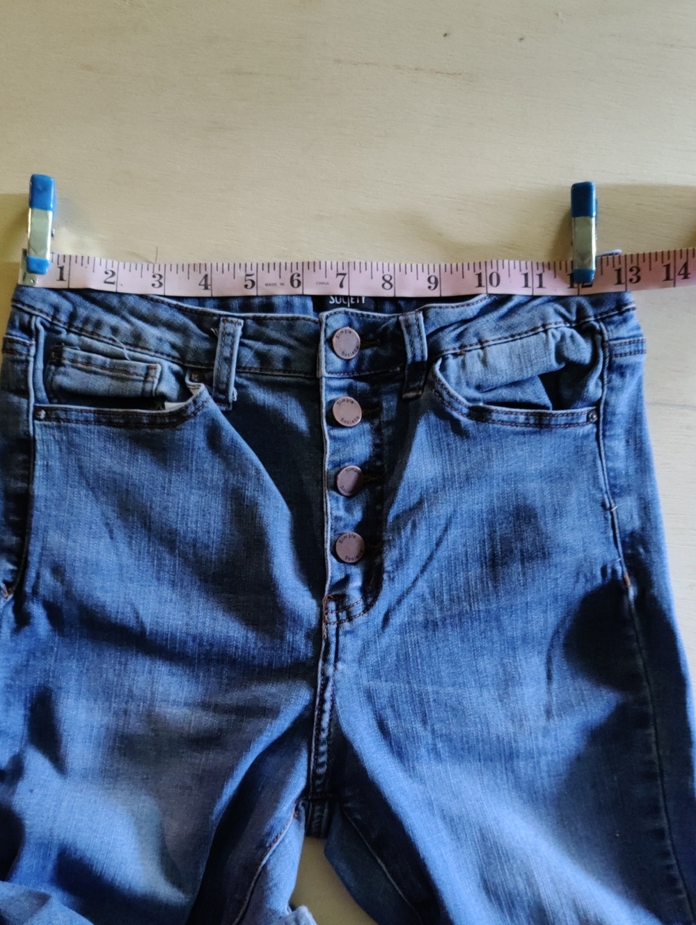 Simple Society Women's High-Rise Button-Fly Jeans — Classic Blue - Picture 9 of 9